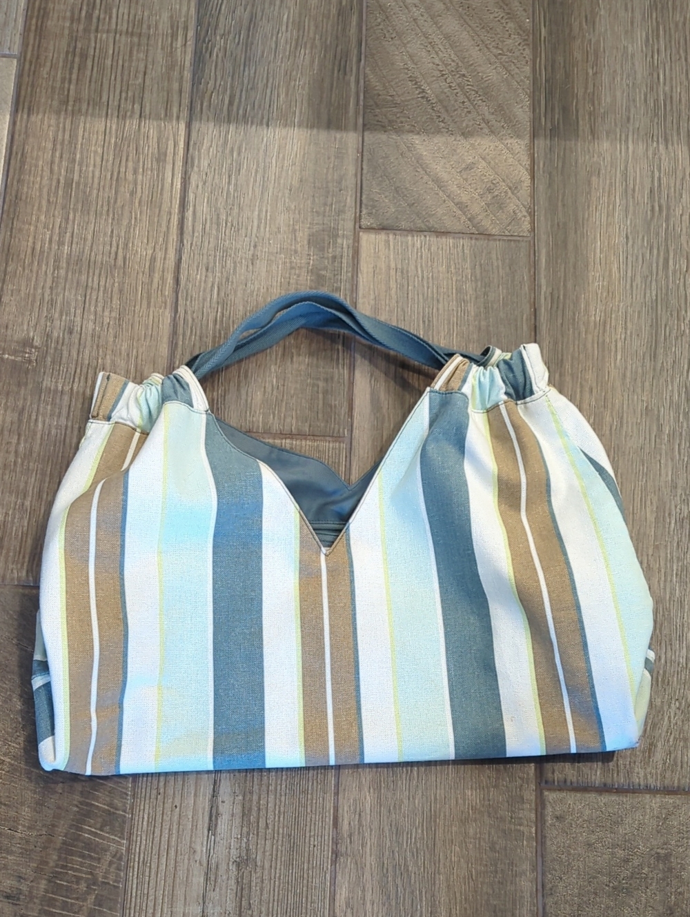 A New Day Canvas Shoulder Bag in Blue, Tan & White